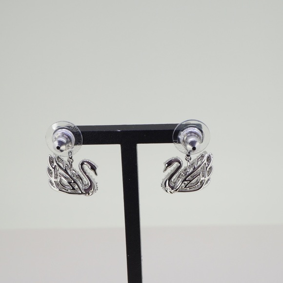 Swarovski Dancing Swan earrings, Swan, White, Rhodium plated 5514420 - Picture 3 of 6